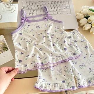 Bộ Đồ Bé Gái Mùa Hè Dễ Thương - Áo Dây Hoa Nhí Vải Mát Mềm Mịn
