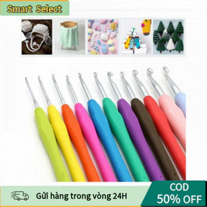 Bộ 9 kim móc len cán dẻo nhiều màu 2-6mm, tay cầm nhựa mềm, móc đan len tiện dụng cho người mới bắt đầu