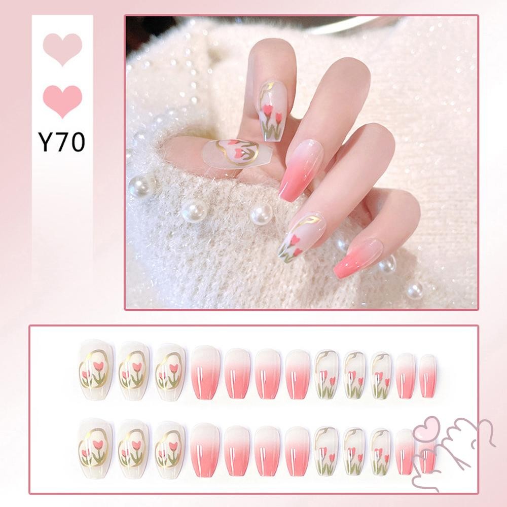 24 Chiếc Móng Tay Giả Nhiều Màu Sắc Gradient Bộ Móng Tay Có Dụng Cụ Dính Trang Trí Tay Móng Tay Nghệ Thuật