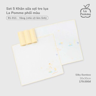 La pomme SS2025 K001 Set 5 Khăn sữa sợi tre lụa La Pomme phối màu (30x30cm) T7.3