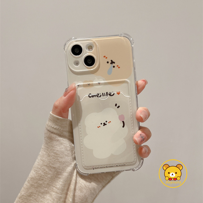 Vỏ Đựng Thẻ Gấu Hoạt Hình Cho Samsung Galaxy S25 Edge S24 S23 S22 S21 Plus FE + Note 20 Ultra 5G 4G Vỏ Điện Thoại Mềm Có Dây Gấu Dễ Thương
