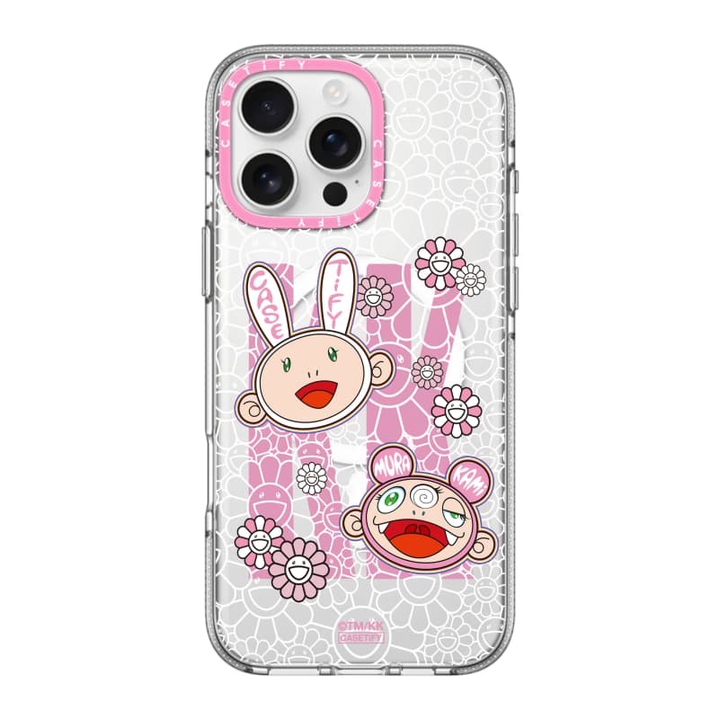 CASECASE X TAKASHI MURAKAMI KAIKAI VÀ KIKI GIỚI HẠN HỒNG CAMERA RING PHIÊN BẢN Tác động Vỏ hút từ tính trong suốt cho iPhone 16 / 15 / 14 / 13 Pro Max với bao bì cao cấp