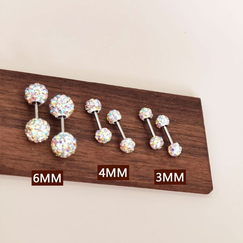 Bông tai hai đầu kim cương cao cấp, full kim cương và kim mịn, chống rơi, miễn phí chọn xương tai