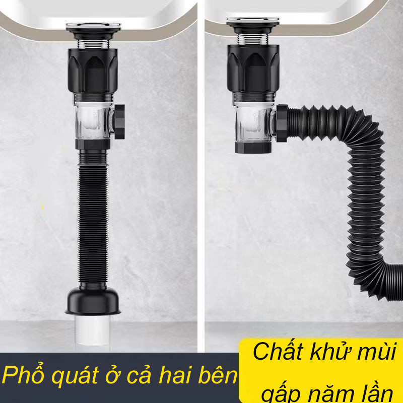 Ống Thoát Nước Bồn Rửa - Lắp Ngang/Dọc, Chống Mùi & Côn Trùng, Dễ Dàng Vệ Sinh,  Lắp Đặt Nhanh