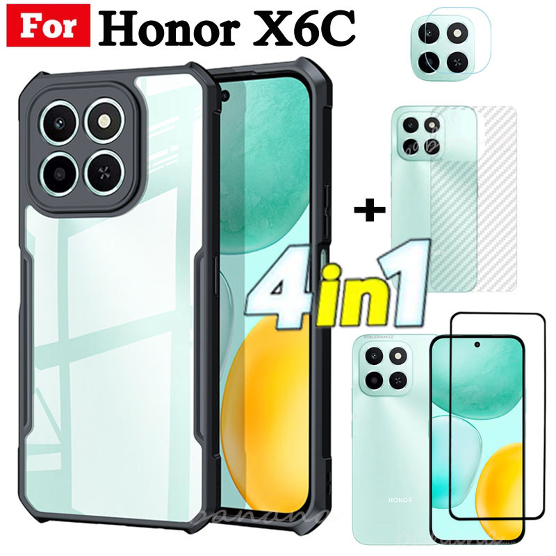 Ốp Điện Thoại Chống Sốc 4 Trong 1 Honor X6C Cho Honor X6B X7C X7B X8C X8B Bảo Vệ Toàn Diện Kính Cường Lực Bảo Vệ Màn Hình Và Phim Ống Kính Và Phim Mặt Sau