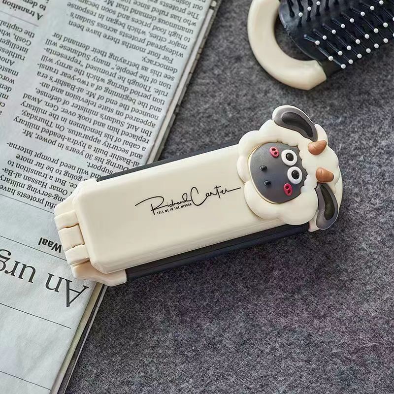 Gương Lược Gấp Gọn Đa Năng Cho Nữ - Lược Khí Bỏ Túi Tiện Lợi - Đồ Makeup Du Lịch Cầm Tay Hot