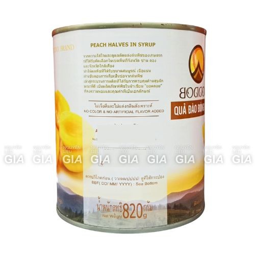 [THÙNG 12 LON] Đào ngâm Boddob lon 820g - pha trà đào