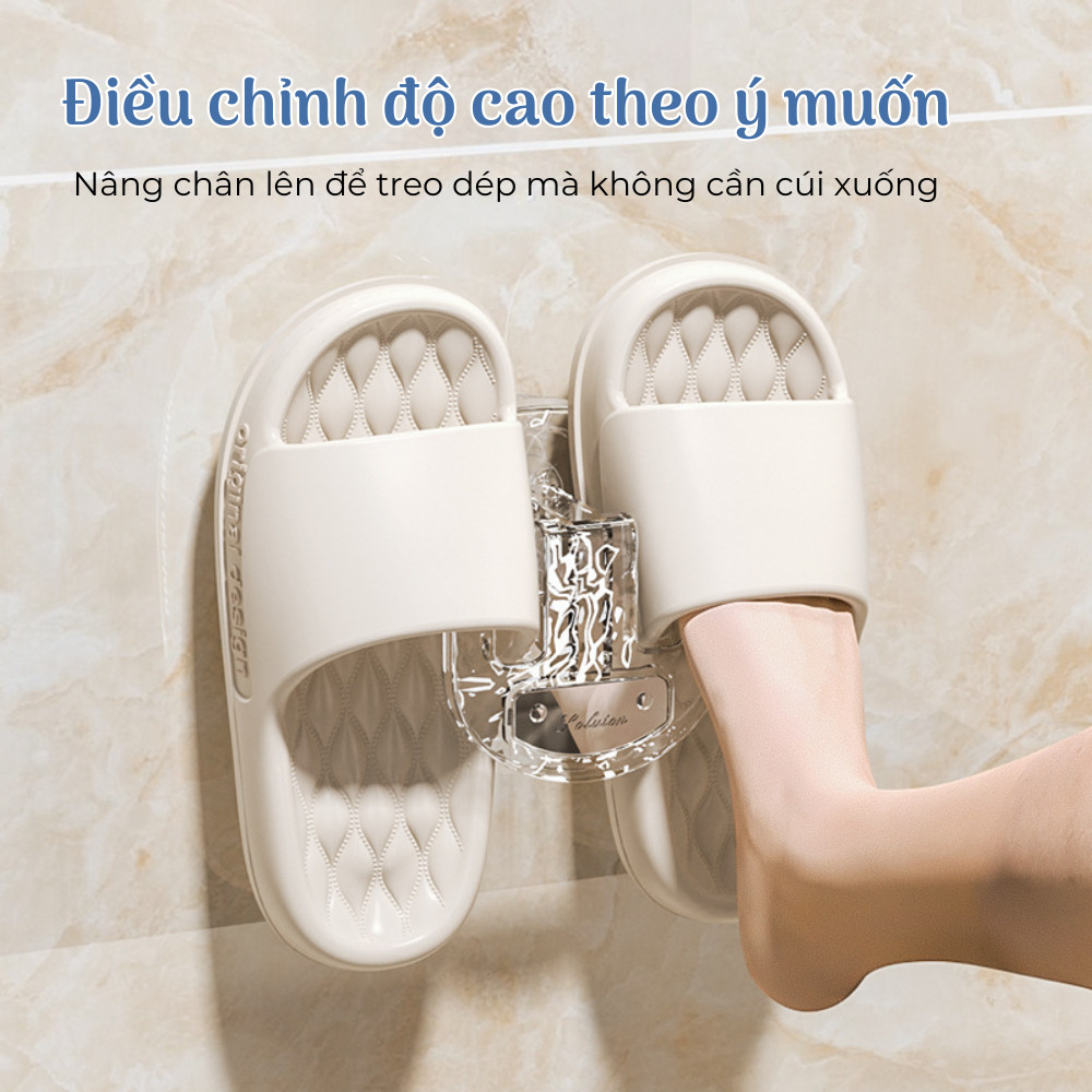 Móc Treo Dép Gắn Tường Hút Chân Không, Móc Treo Dép Dán Tường Trong Suốt Thiết Kế Nhỏ Gọn Tiện Lợi