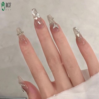 Siêu Dài Bấm Móng Tay Bướm Trang Trí Pha Lê Lâu Dài Móng Tay Nhân Tạo Cho Nữ Và Bé Gái Nail Salon Tại Nhà
