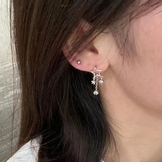 Bông tai tua rua rỗng hình ngôi sao năm cánh zircon siêu nhấp nháy