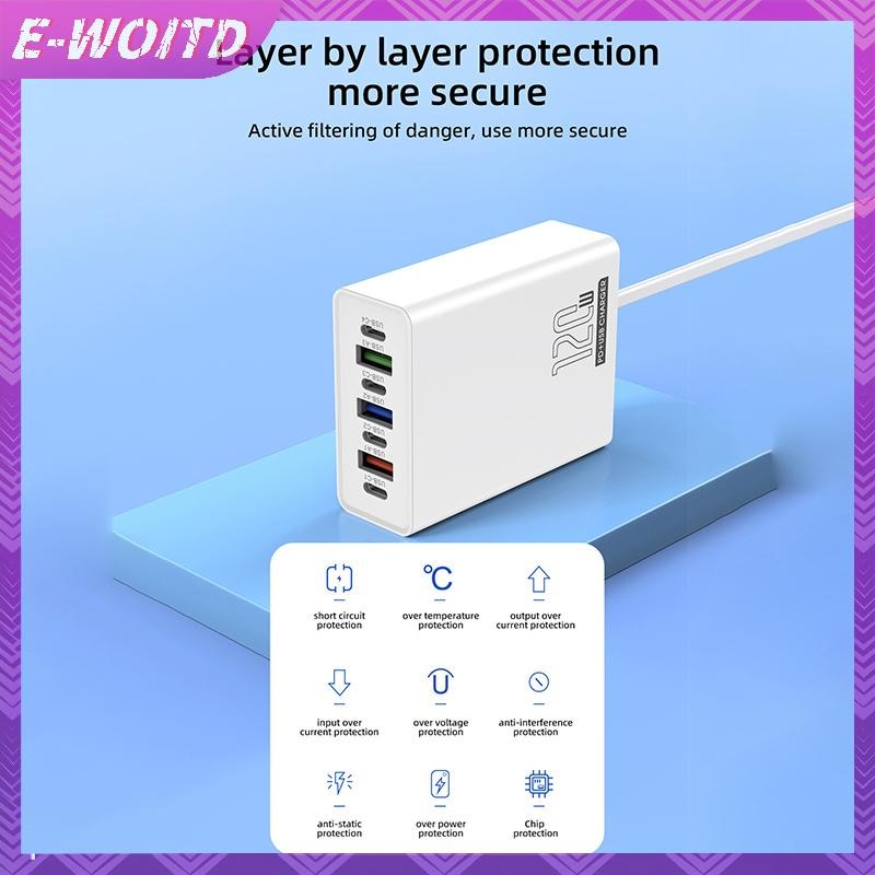 E-WOITD 120W USB Type-C Máy Tính Để Bàn Sạc Điện Thoại PD Power Station Cho Huawei Cho Máy Tính Bảng HNVN