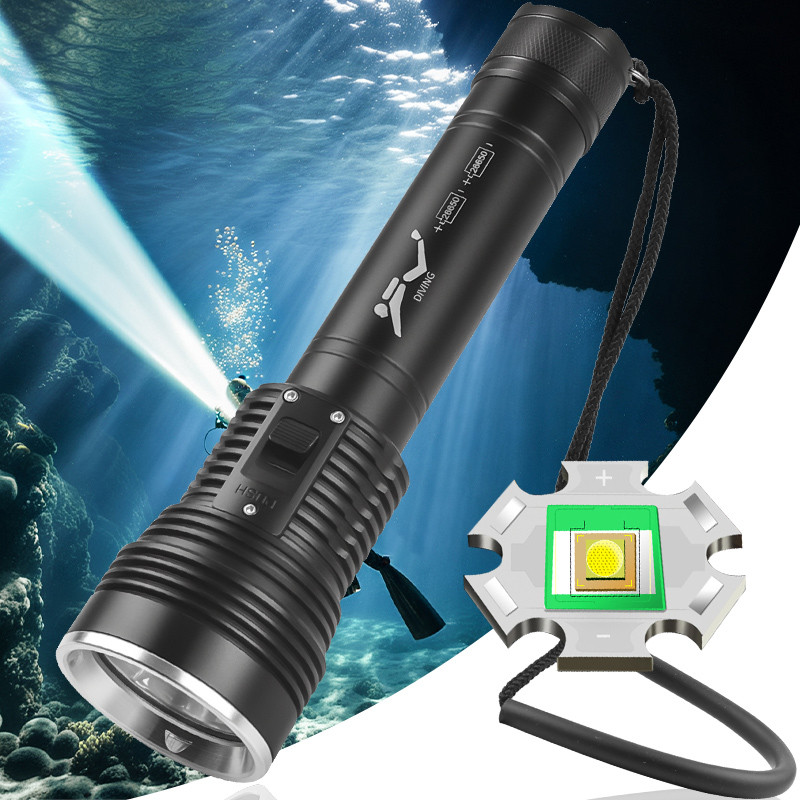 [COD] Đèn pin lặn dưới nước LED BT90 siêu sáng 30000Lumen cấp chống nước IPX8, tầm chiếu xa 1000 mét, có thể lặn sâu tới 500m đèn lặn chuyên dụng