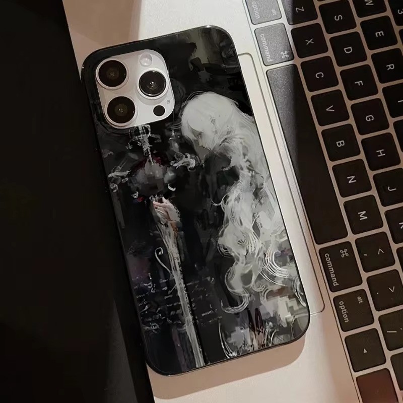Ốp Điện Thoại Phù Thủy Tóc Kiếm & Trắng Cho iPhone 16 15 14 13 12 11 Pro XS Max 7 8 Plus SE2 Tranh Nghệ Thuật Trung Cổ TPU Chống Sốc Mềm