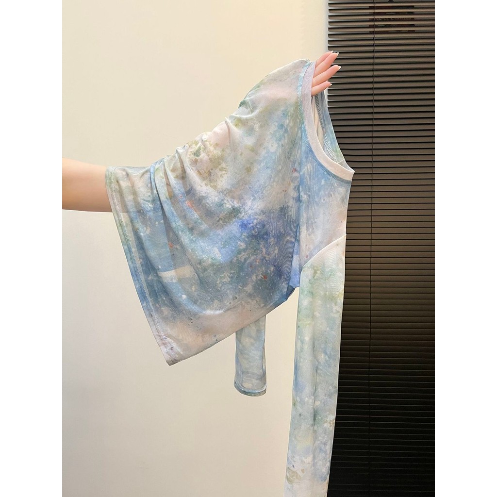 Milyfashion Gạc Co Giãn Rendering In Hình Áo Thun Chống Nắng Dài Tay Mùa Hè Thoải Mái Tất Cả Trận Đấu Sang Trọng I