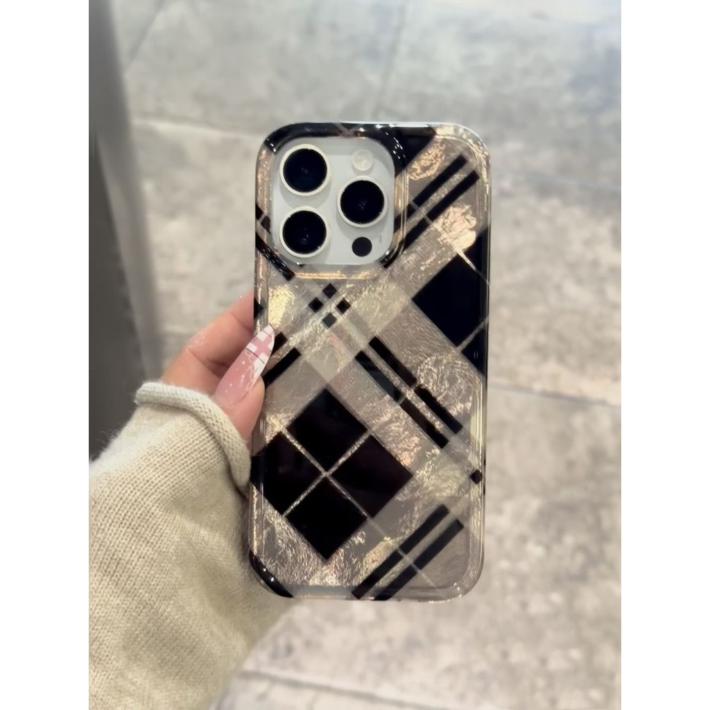 【✨Sopt】[Ốp điện thoại kẻ sọc cà phê đen] ốp lưng iphone 15 promax / Apple 14pro / 13plus, chống sốc