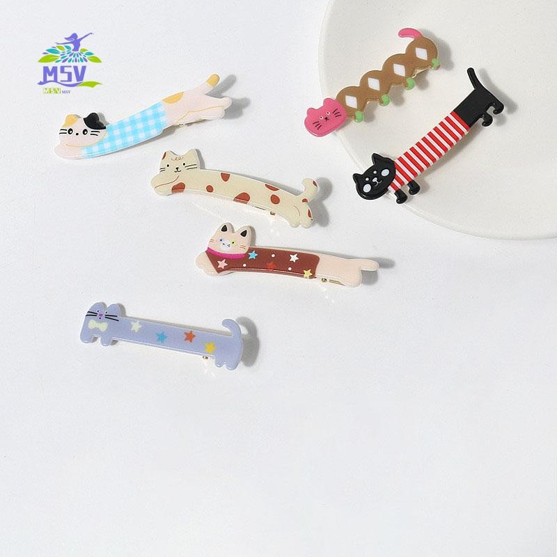 2 Kẹp Tóc Mèo Dài Ngộ nghĩnh - Hoạt Hình Mỏ Vịt Barrettes Cho Nổ Bên Tóc