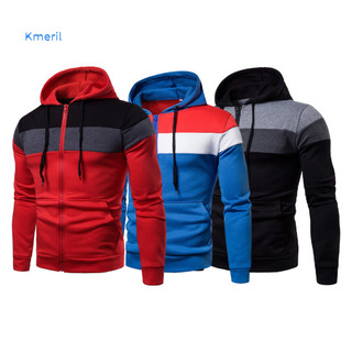 Áo khoác nỉ hoodie chắp vá nhiều màu, có dây rút thời trang, phù hợp mùa thu đông