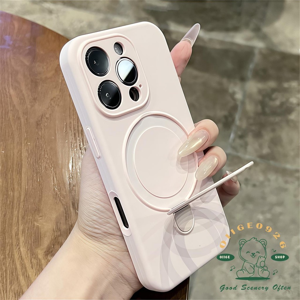 Macaroon Skin Sense Bracket Ốp điện thoại từ tính iphone16 Pro Max 15 14 13 12 11 vỏ cho vỏ iPhone Vỏ mềm silicon TPU chống sốc