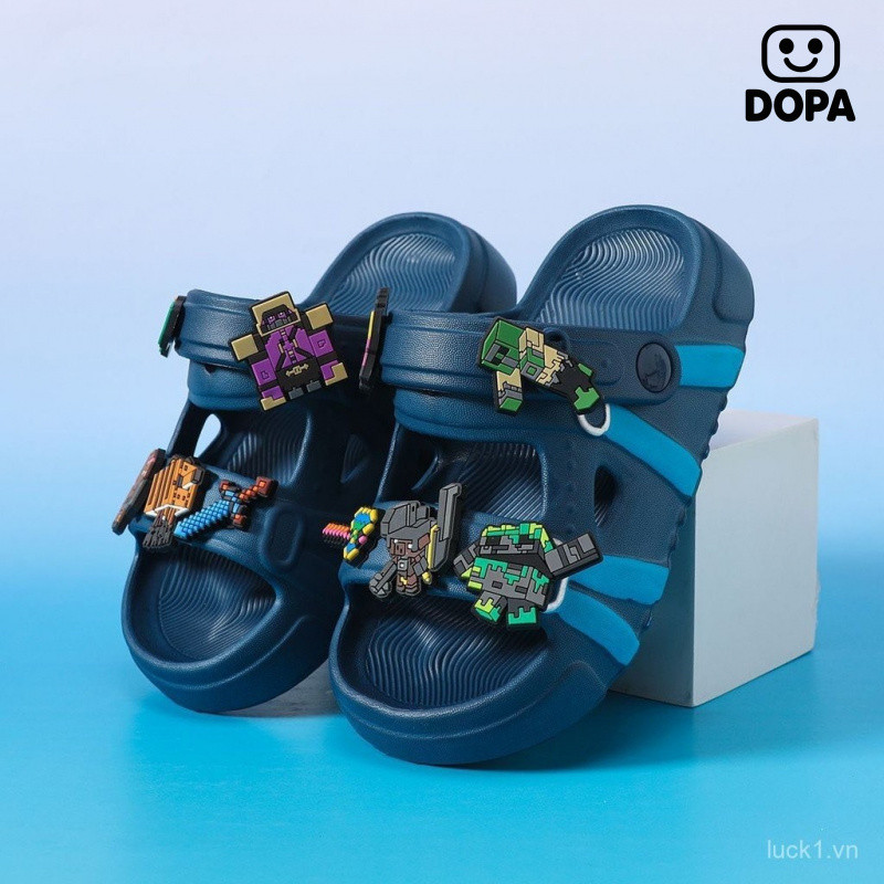 Hoạt Hình Minecraft Dép Trẻ Em Mùa Hè Phong Cách Mới Giày Sandal Bé Trai Dép Chống Trơn Trượt Đế Mềm Cha Mẹ-Con Giày Lật Ngoài Trời