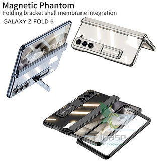 Ốp lưng trong suốt pha lê mạ điện cho Samsung Galaxy Z Fold 6 Z Fold 5 Z Fold 4 chân đế Vỏ phim cường lực phía trước