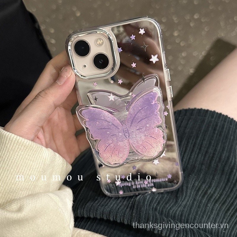 Huiwanju Moumou studio gương bướm thích hợp cho Apple 14 iPhone 13 vỏ điện thoại 12 promax girl CFMY