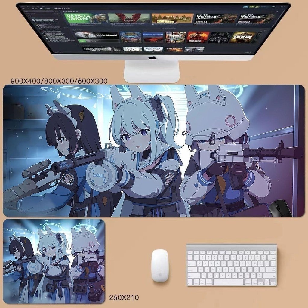 Miếng lót chuột chơi game Blue Archive Bàn phím máy tính dày cực lớn Thảm để bàn cho game thủ ACG Thảm cao su bàn (FEW)