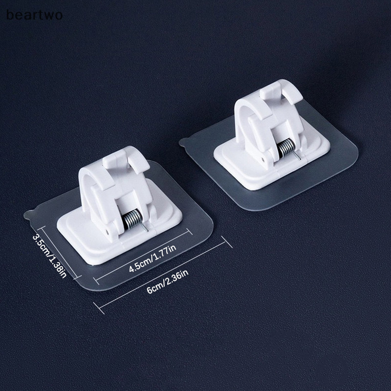 < Beartwo > 2 Chiếc Móc Treo Thanh Treo Rèm Tự Dính Móc Kẹp Nhà Bếp Phòng Tắm Có Thể Điều Chỉnh Treo Tường Giá Đỡ Đẹp