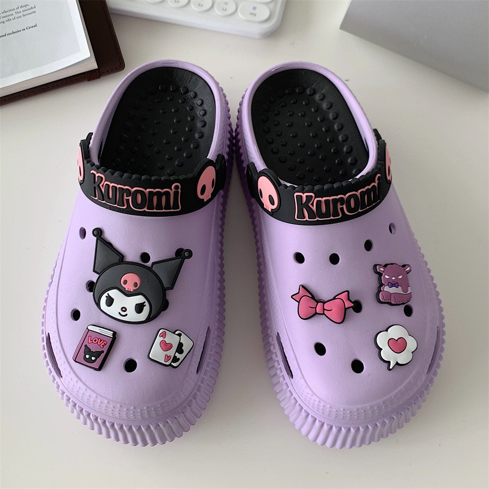 Xixitiao Dép Dép Nữ Đế Dày Mặc Ngoài Đi Biển Kuromi Dễ Thương