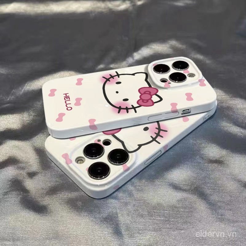 Ốp điện thoại QYJS đầu Hello Kitty đơn giản dùng cho IPhone 11 12 PRO 13 14 15 ProMax 7 8 plus 14 15 PLUS XR XR XSMAX SE phim Ốp Cứng mẫu mới Ốp bảo vệ PC P4YP