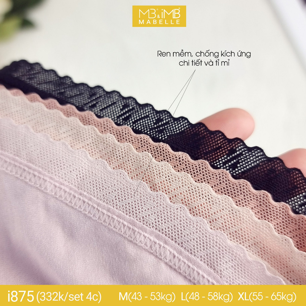 [CHÍNH HÃNG] Quần lót nữ cotton kháng khuẩn cao cấp cạp vừa phối ren ống MB i875 4 màu đủ size