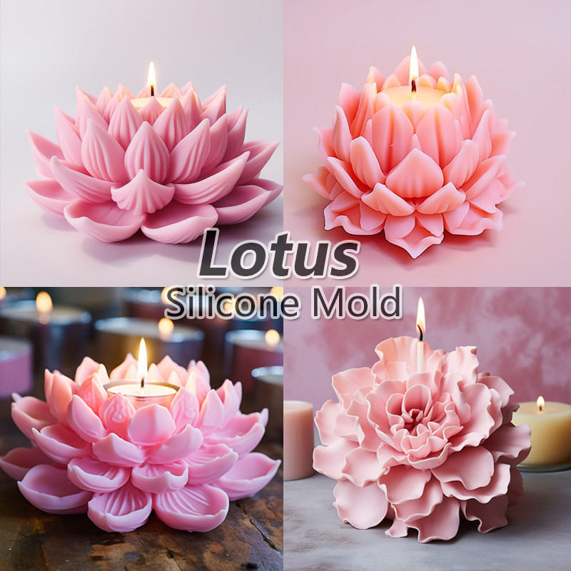 Khuôn silicon 3D sen hương liệu nến, mousse, sô cô la, trang trí bánh, mô phỏng hoa ô tô