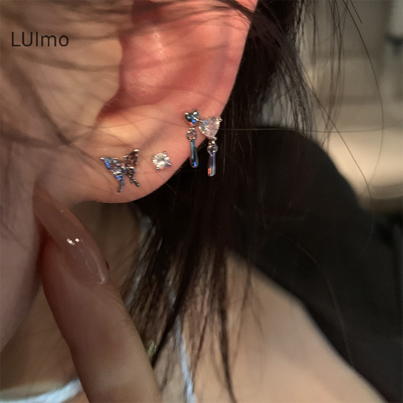 Luimo 6 Nữ Bạc Kim Cương Giả Tình Yêu Bông Tai Phong Cách Hàn Quốc Thời Trang Punk Bông Tai Trang Sức Bộ Quà Tặng SBS