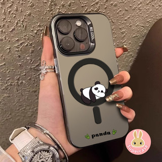 Vỏ Từ Tính Họa Tiết Gấu Trúc Dễ Thương Cho Vivo Y28s Y03 Y200 Y200i Y38 T3X 5G V30 V29 Lite IQOO Z9 Turbo Z9X Z8 X100 Ultra Ốp Lưng Sạc Không Dây Từ Tính