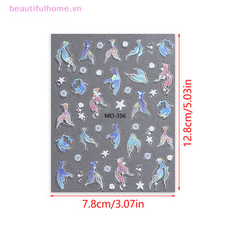[Beautifulhome] Nhãn dán móng tay đuôi cá Dreamy Long lanh Chất kết dính tăng cường lập thể giống như thật DIY Nail Art Người đam mê [làm đẹp]