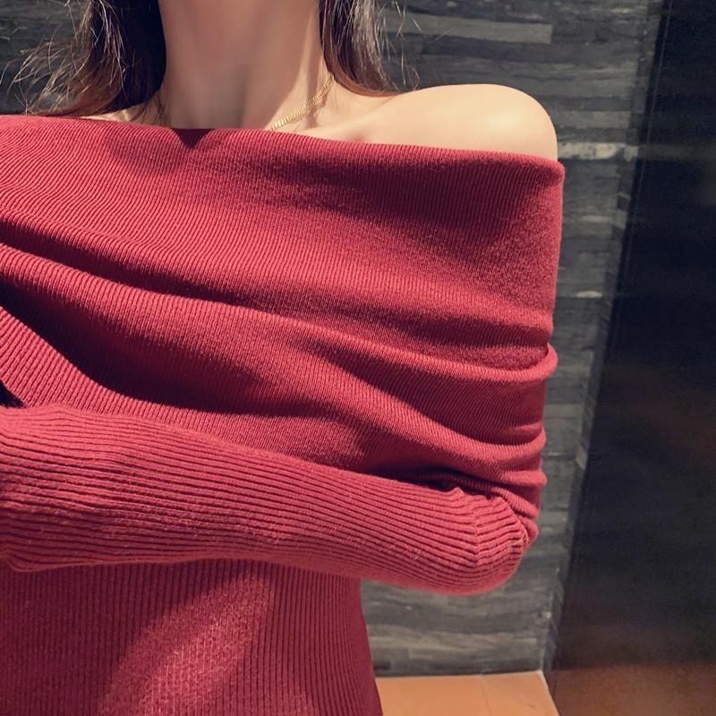 Đầm Trễ Vai Tay Dài ,Đầm Ôm Body Thời Trang Quyến Rũ Cho Nữ_D02 Women Dress Kem Nhung