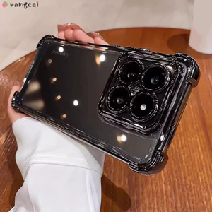 Dành Cho Xiaomi Poco C65 C55 F6 F5 X6 X3 M6 M2 Pro NFC F3 Ốp Điện Thoại Có Ống Kính Máy Ảnh Mạ Phim Sáng Bóng Đơn Giản Trong Suốt Bốn Góc Túi Khí Chống Sốc Vỏ Mềm