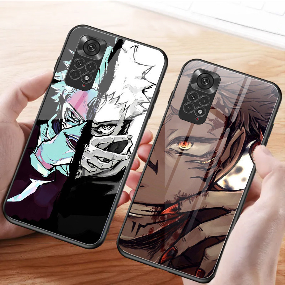 Ốp điện thoại kính cường lực Gojo Satoru Jujutsu Kaisen cho Xiaomi Redmi Note 8 9 10 4G 11 Pro Plus 12 5G 13