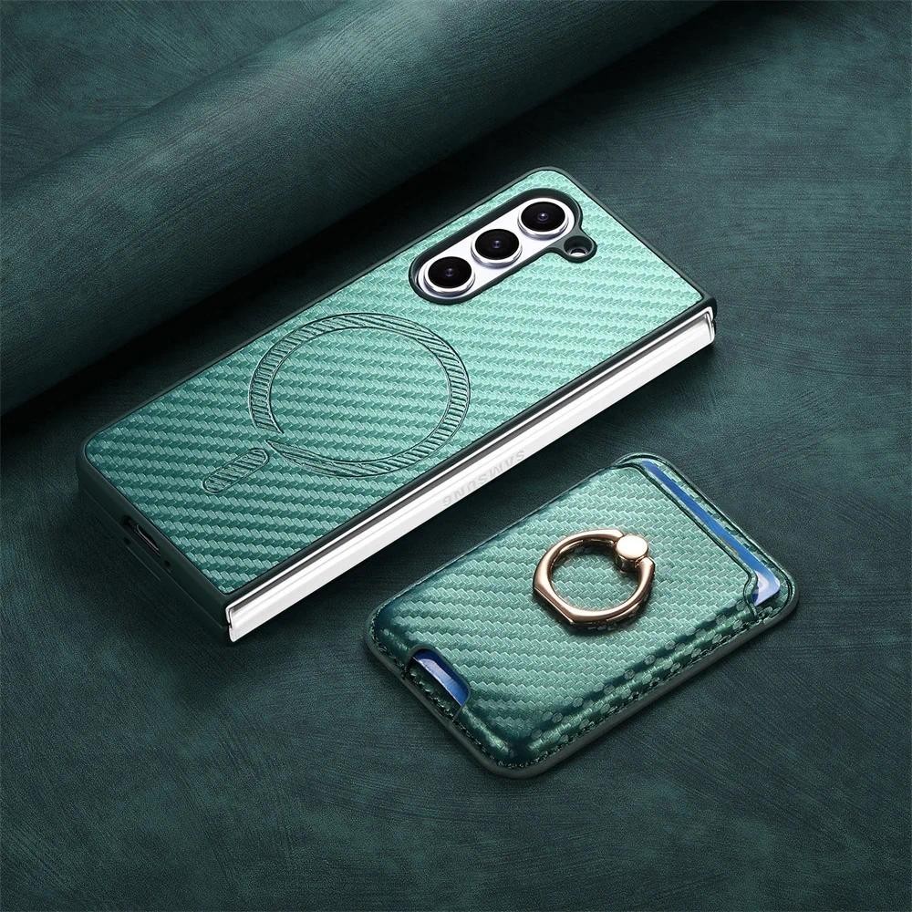 Ví đựng thẻ sợi Carbon 2 trong 1 có thể tháo rời cho Samsung Galaxy Z Fold 6 5 4 5G Vỏ điện thoại có vỏ bảo vệ màn hình