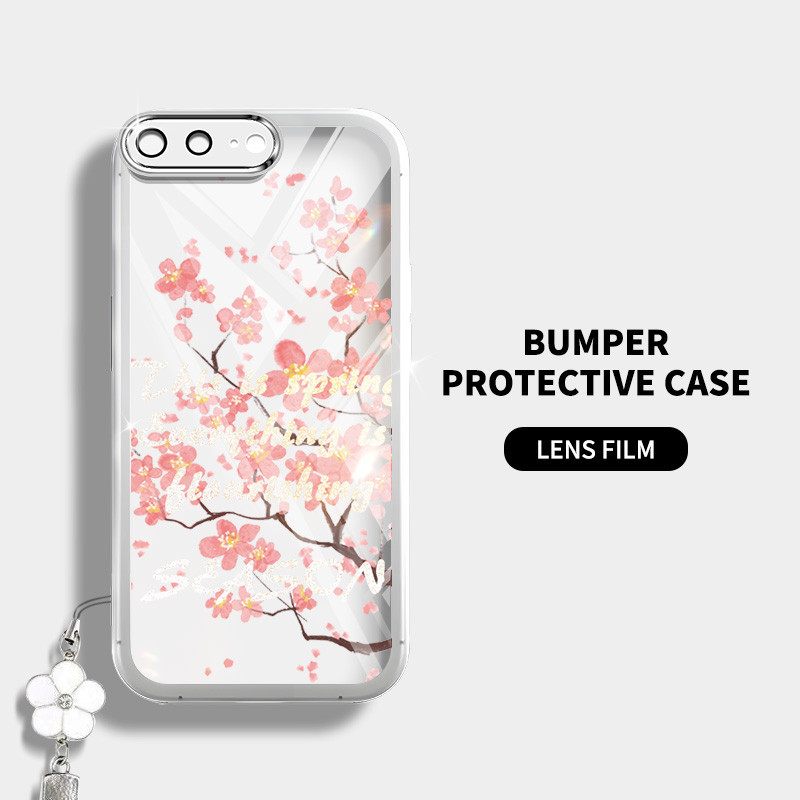 Ốp Điện Thoại YBD Cho IPhone 11 12 Pro Max Mini 6 6S Plus 7 Plus 8 Plus SE2020 X XS Max XR Phong Cách Cổ Đại Hoa Đào Họa Tiết Có Dây Treo