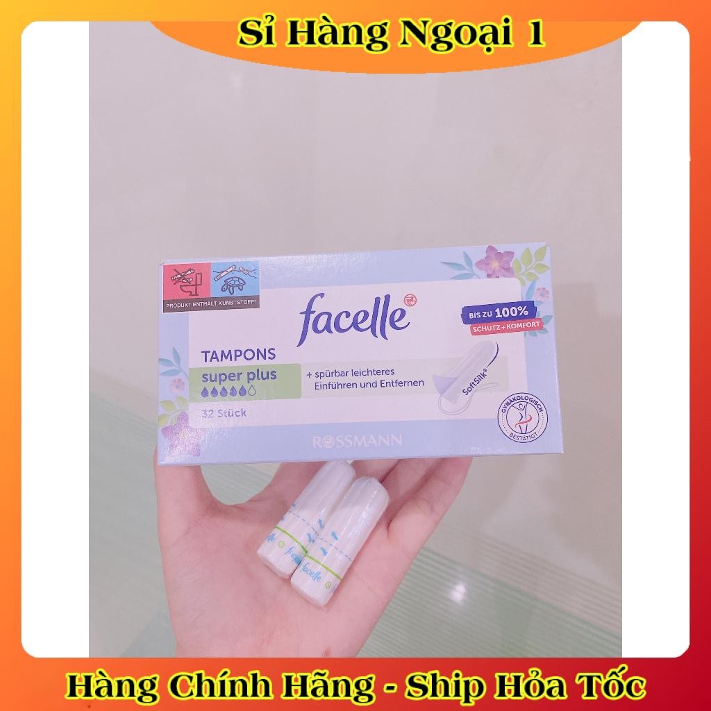 (Tách lẻ có che tên) Tampon Jessa / Facelle nội địa Đức đủ size date mới  - Băng vệ sinh dạng nút (Tách lẻ có che tên)