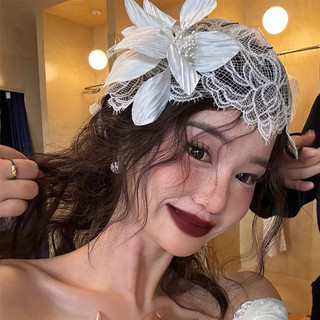 Mũ Ren Hoa Vintage phong cách Pháp Lãng Mạn Mũ Đội Đầu cô dâu Phụ Kiện chụp Ảnh