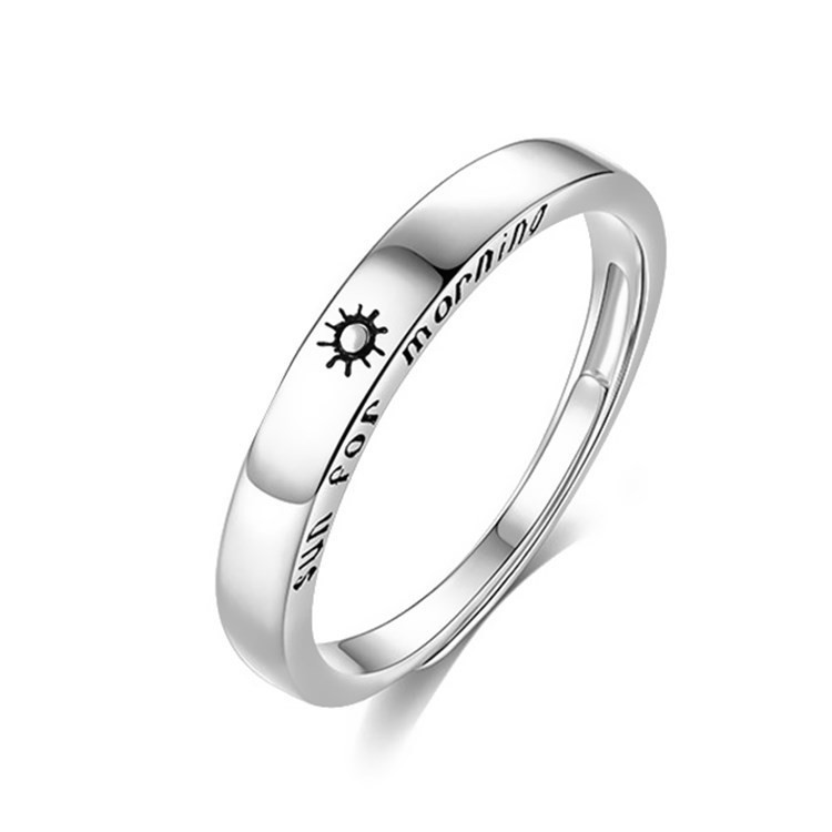 S925 Bạc Nhật Bản Hàn Quốc Độc Đáo Mặt Trăng Ngôi Sao Cặp Đôi Nhẫn Đơn Giản Sáng Tạo Mở Có Thể Điều Chỉnh Nam Nữ Cặp Đôi Nhẫn