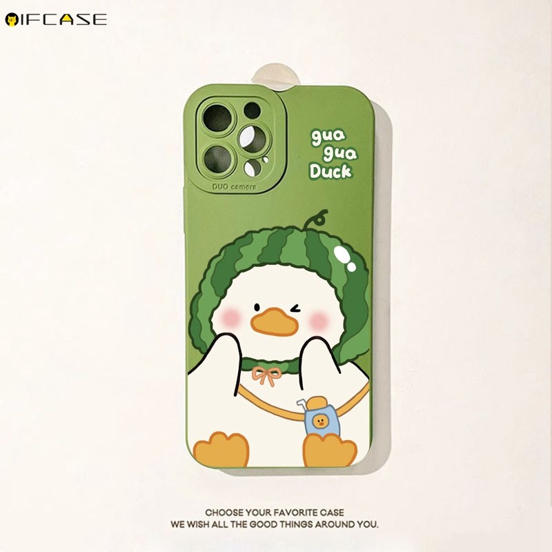 Dành Cho Samsung Galaxy S24 S23 S22 Plus Ultra S24 + S23 + S22 + Ốp Điện Thoại Dễ Thương Mũ Dưa Hấu Bơi Vịt Vàng Hoạt Hình Ngộ nghĩnh Xanh Mờ Vỏ Mềm Ốp Lưng
