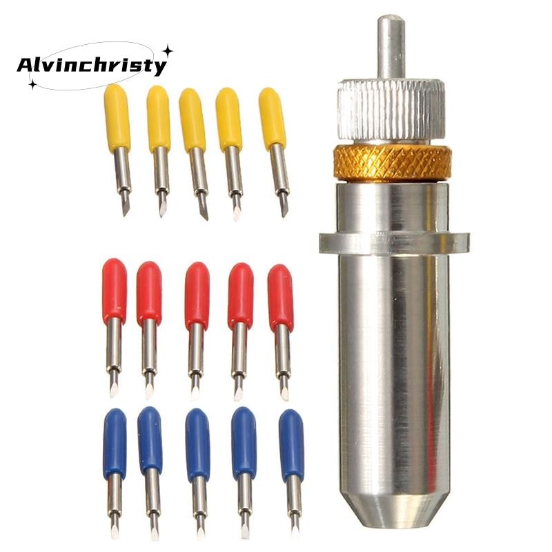 15 Chiếc 30 / 45 / 60 Độ Vinyl Cắt Lưỡi Dao cacbua Có Lưỡi Giá Đỡ Vỏ Cho Silhouette Cameo 3 Máy Cắt Vinyl