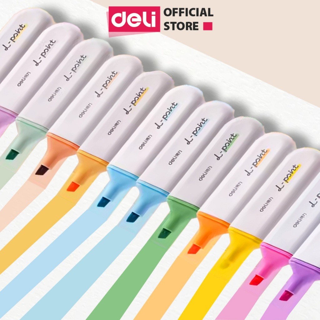 Bút Highlight Deli Nhiều Màu Đánh Dấu Nhớ Dòng Dạ Quang Màu Pastel Phù Hợp Cho Học Sinh Văn Phòng