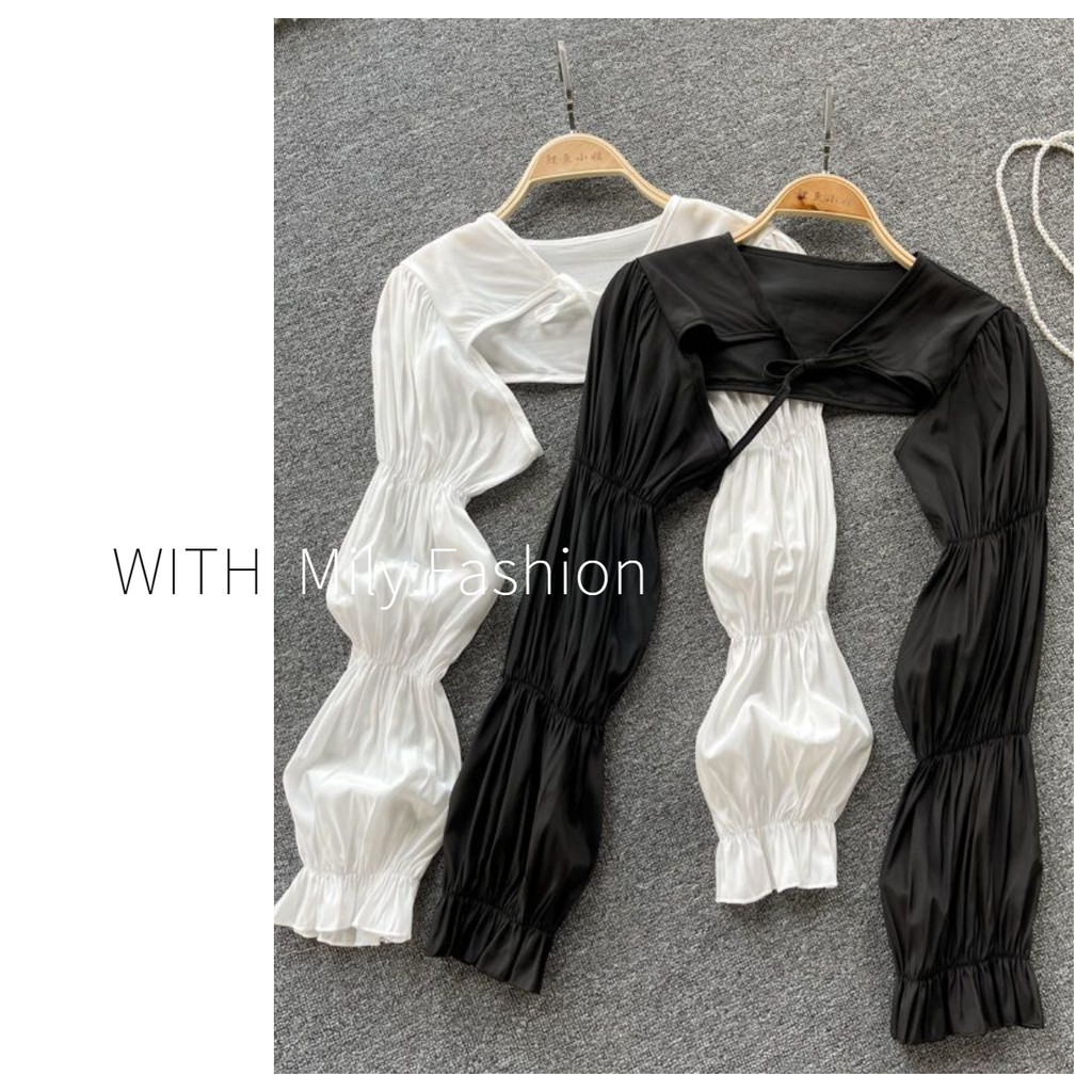 Milyfashion Kỳ Nghỉ Thời Trang Khăn Choàng Chống Nắng Bên Ngoài Trận Đấu Nữ Thiết Kế Cảm Thấy Siêu Cổ Tích Phù Hợp Với Niche Ngắn Phong Cách Mới Dài Tay Bl