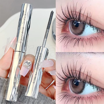 Mascara ống thép nhỏ - Mascara mi sợi tơ 3D - Mỹ phẩm nối mi - Mascara lỏng không nhòe - Mascara uốn dày màu đen tự nhiên - Chống thấm nước lâu trôi