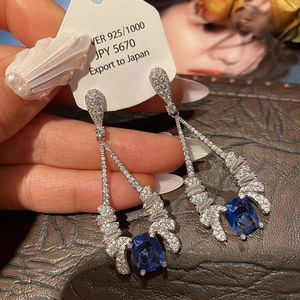 Phong Cách Mới Hoa Thời Trang Zircon Bông Tai s925 Bạc Kim Nơ Tính Khí Ánh Sáng Bông Tai Sang Trọng