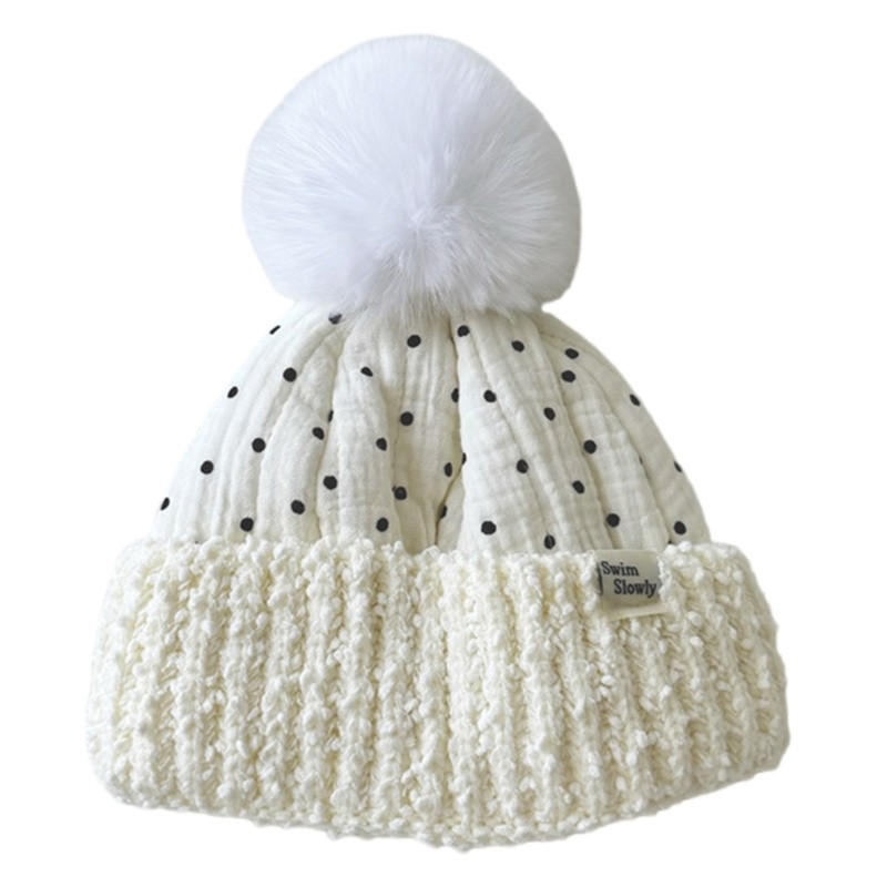 Fl Mũ Ấm Áp Cho Bé Mùa Đông Sang Trọng Dệt Kim Bonnet Earflap Pom Mũ Cho Bé 0-3 Tuổi