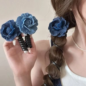 1 / 2 Dây buộc tóc thời trang, ngọt ngào, dễ thương - Dây điện thoại co giãn hoa cao bồi Scrunchie - Dây buộc tóc đuôi ngựa - Dây buộc tóc dây điện thoại đầy màu sắc dành cho nữ - Phụ kiện tóc